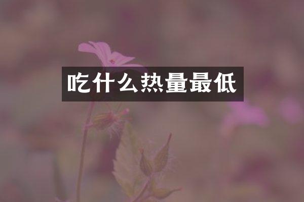 吃什么热量最低