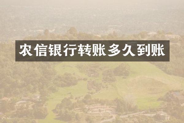 农信银行转账多久到账