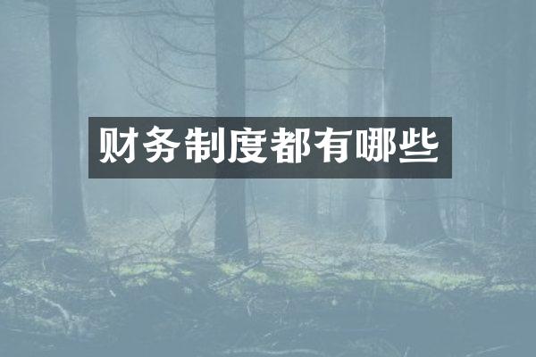 财务制度都有哪些