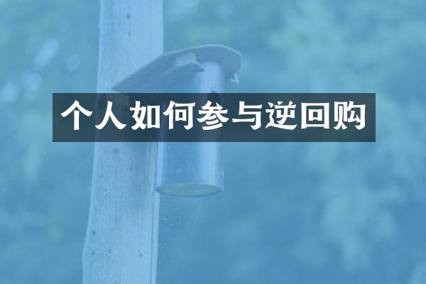 个人如何参与逆回购