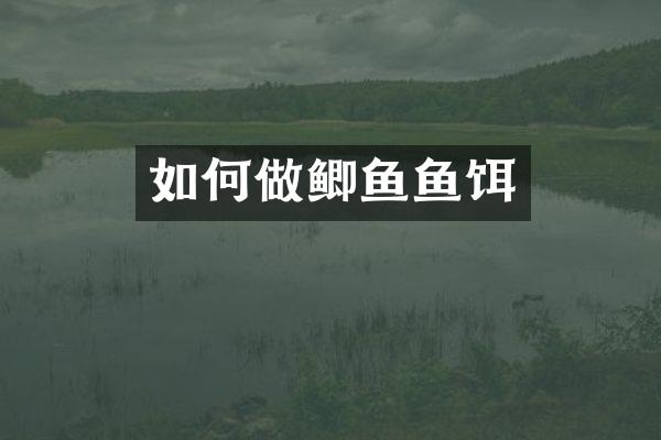如何做鲫鱼鱼饵