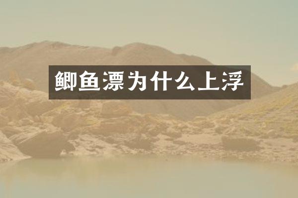 鲫鱼漂为什么上浮