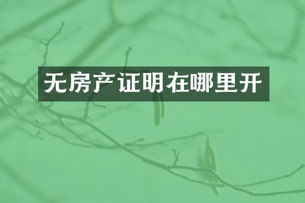 无房产证明在哪里开
