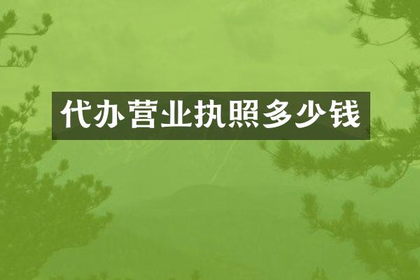 代办营业执照多少钱
