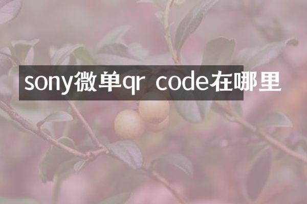 sony微单qr code在哪里