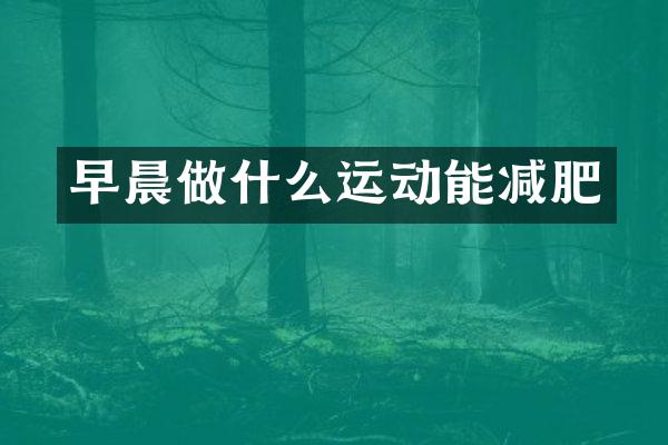 早晨做什么运动能减肥