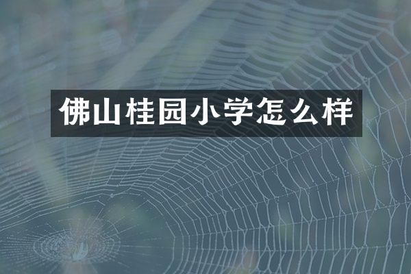 佛山桂园小学怎么样