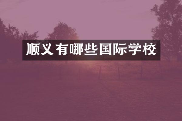 顺义有哪些国际学校