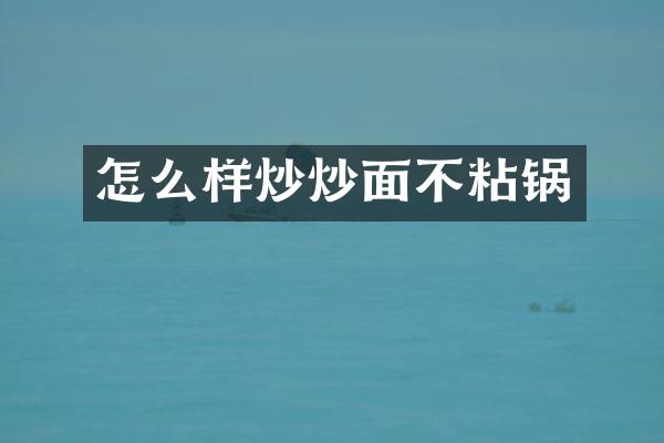 怎么样炒炒面不粘锅