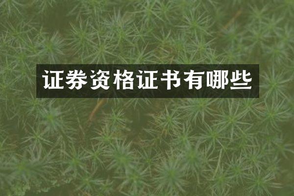证券资格证书有哪些