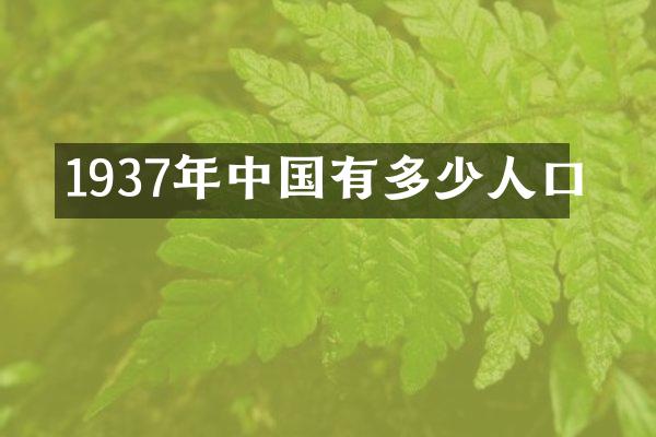 1937年中国有多少人口