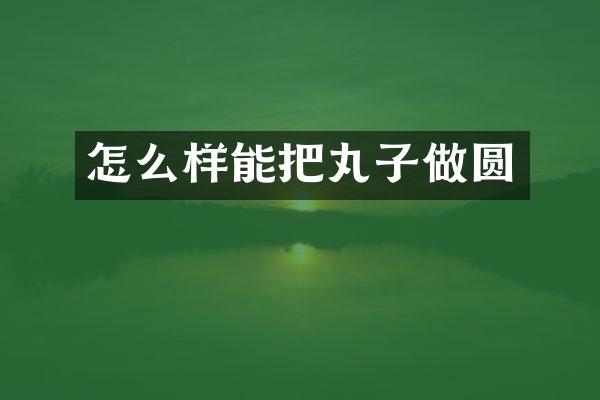 怎么样能把丸子做圆