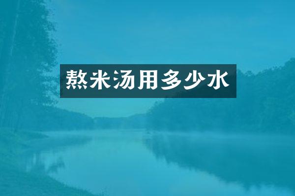 熬米汤用多少水