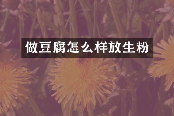 做豆腐怎么样放生粉