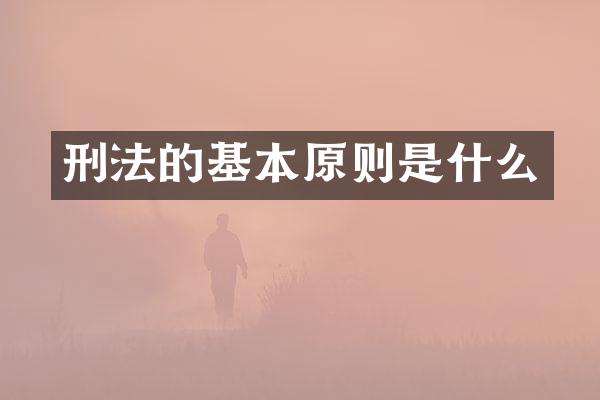 刑法的基本原则是什么