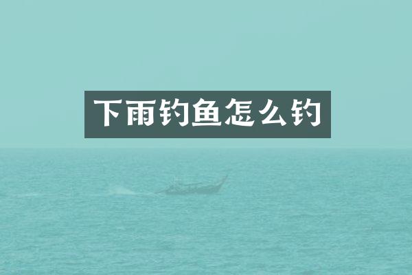 下雨钓鱼怎么钓