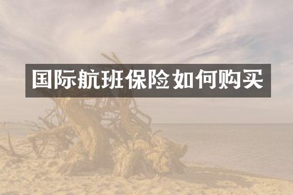 国际航班保险如何购买