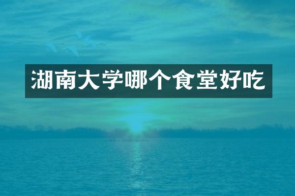 湖南大学哪个食堂好吃