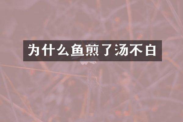 为什么鱼煎了汤不白