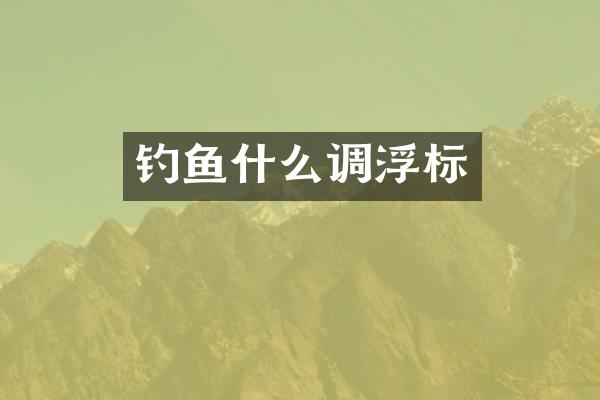 钓鱼什么调浮标