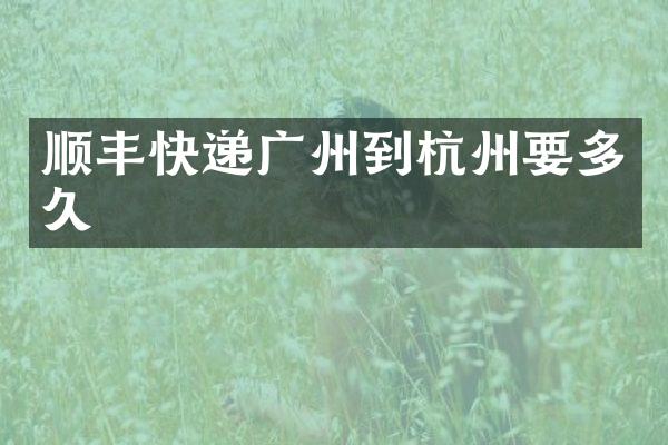 顺丰快递广州到杭州要多久