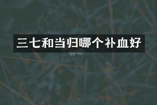 三七和当归哪个补血好