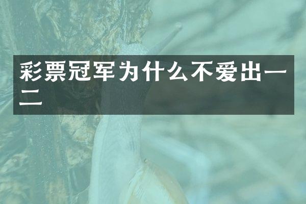 彩票冠军为什么不爱出一二