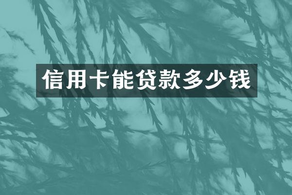 信用卡能贷款多少钱