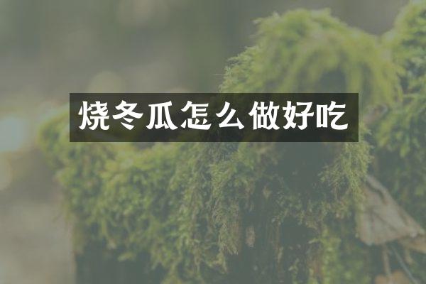 烧冬瓜怎么做好吃