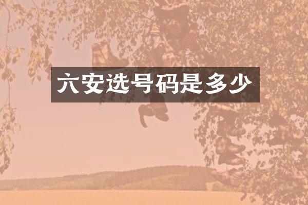 六安选号码是多少