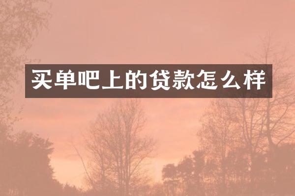 买单吧上的贷款怎么样