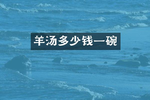 羊汤多少钱一碗