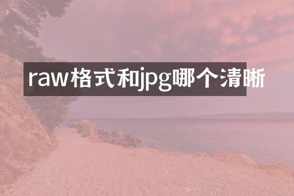 raw格式和jpg哪个清晰