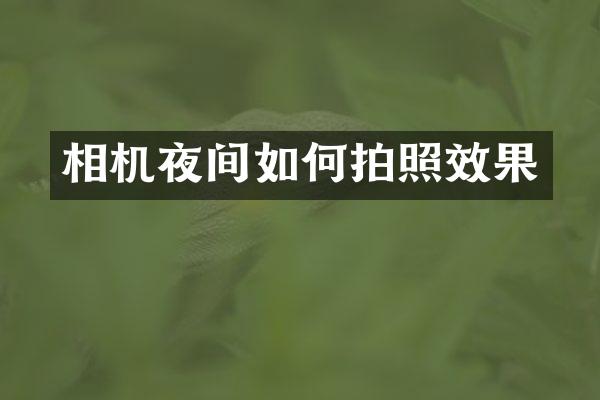 相机夜间如何拍照效果