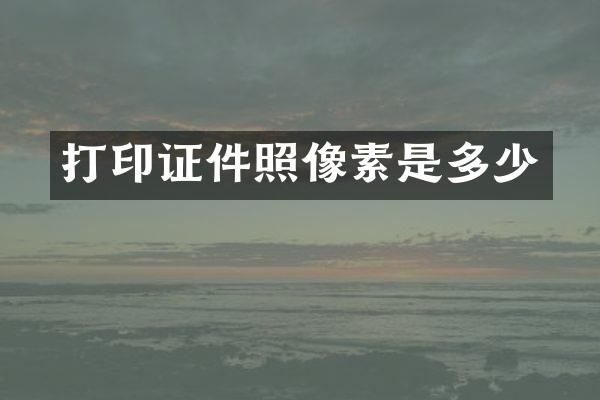 打印证件照像素是多少