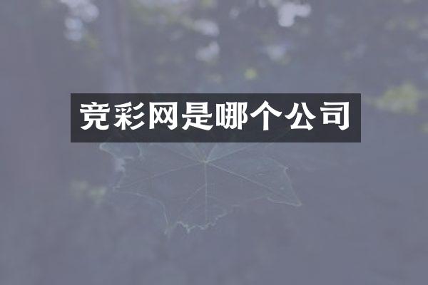 竞彩网是哪个公司