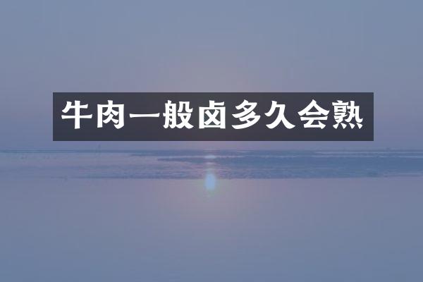 牛肉一般卤多久会熟