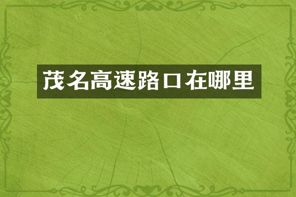 茂名高速路口在哪里