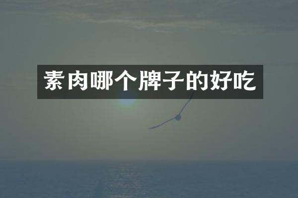 素肉哪个牌子的好吃