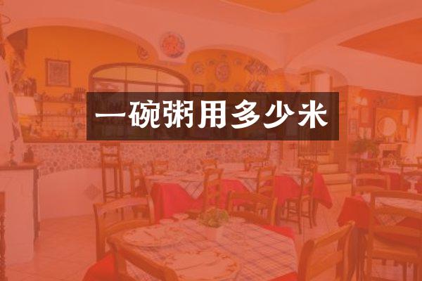 一碗粥用多少米