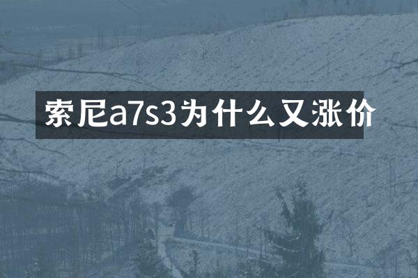 索尼a7s3为什么又涨价