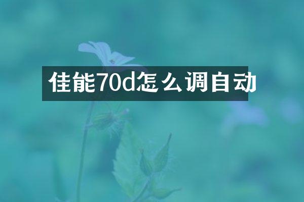佳能70d怎么调自动