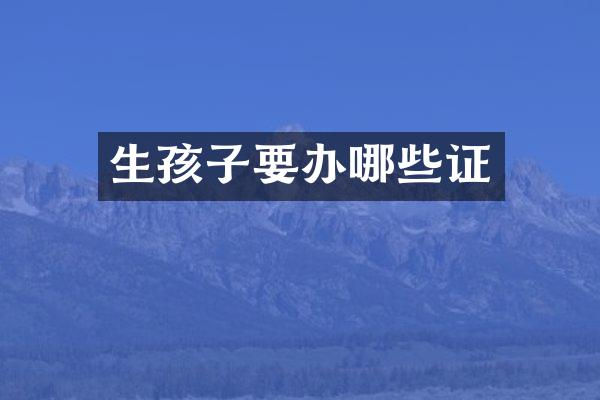 生孩子要办哪些证