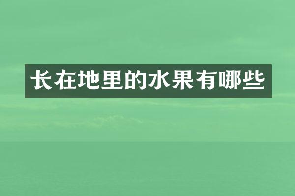 长在地里的水果有哪些