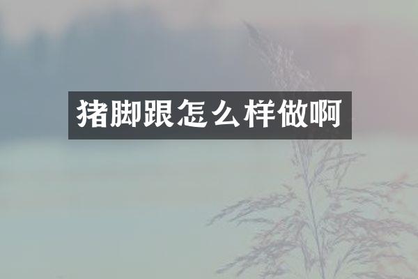 猪脚跟怎么样做啊