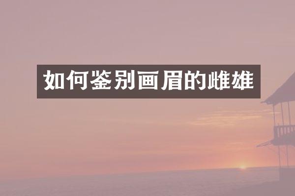 如何鉴别画眉的雌雄