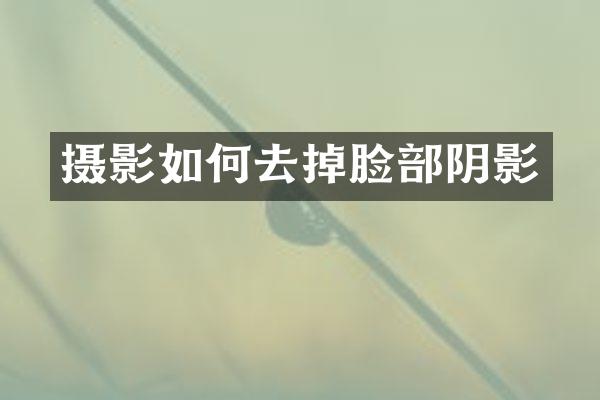 摄影如何去掉脸部阴影