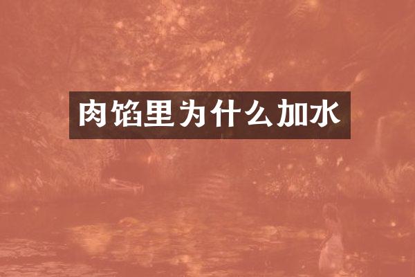 肉馅里为什么加水