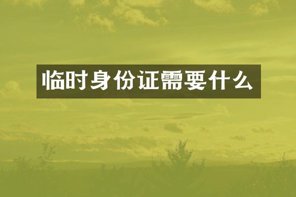 临时身份证需要什么