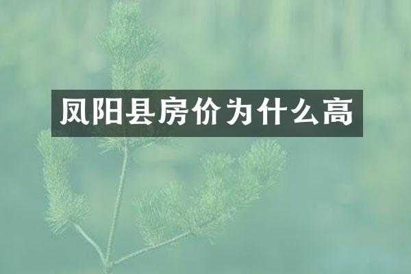 凤阳县房价为什么高